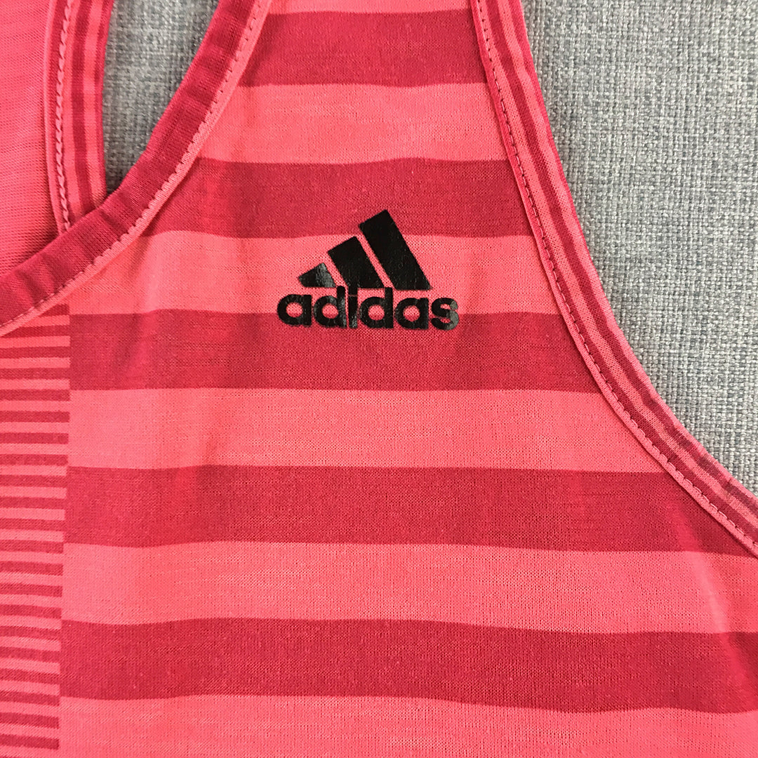 Adidas Womens Tank Top Size S Pink Striped Sleeveless Shirt