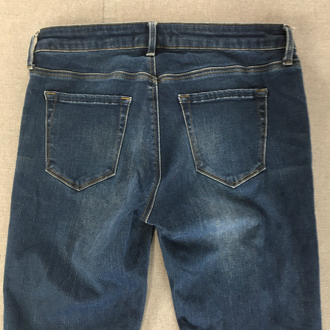 Uniqlo Womens Skinny Jeans Size 26 Blue Dark Wash Cropped Ankle Length Stretch