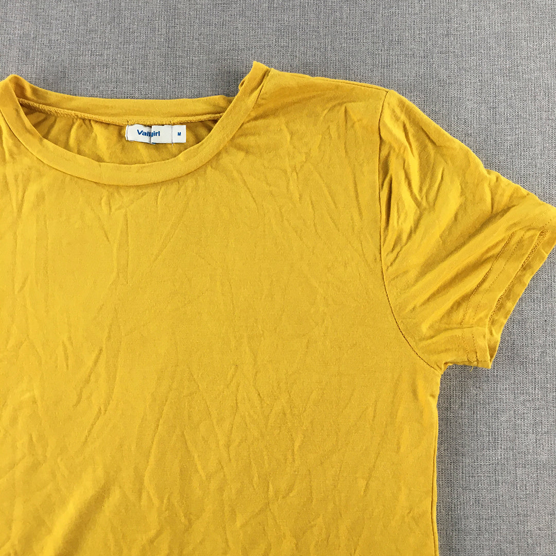 Valleygirl Womens T-Shirt Size M Yellow Short Sleeve Crew Neck Top