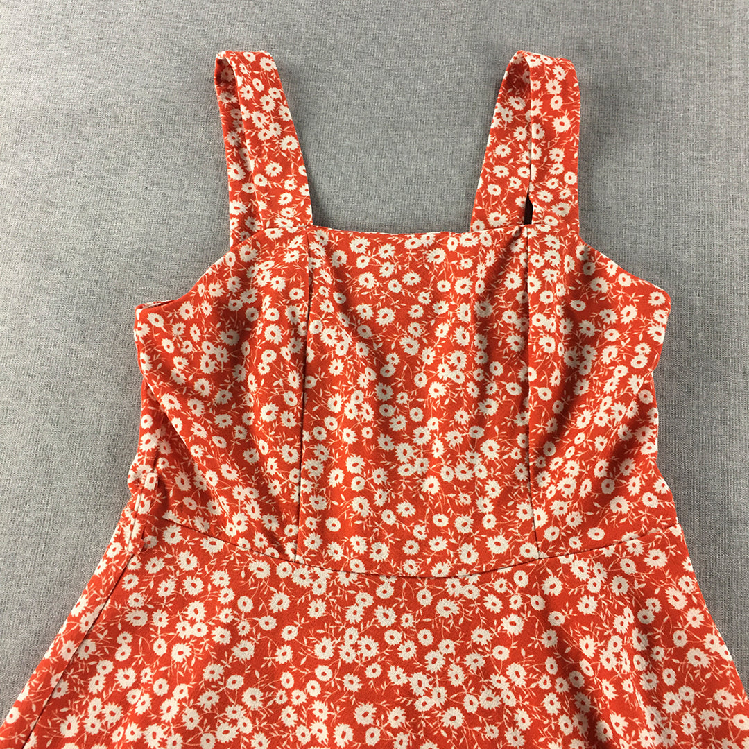 Valleygirl Womens Mini Dress Size S Orange Floral Sleeveless A-Line