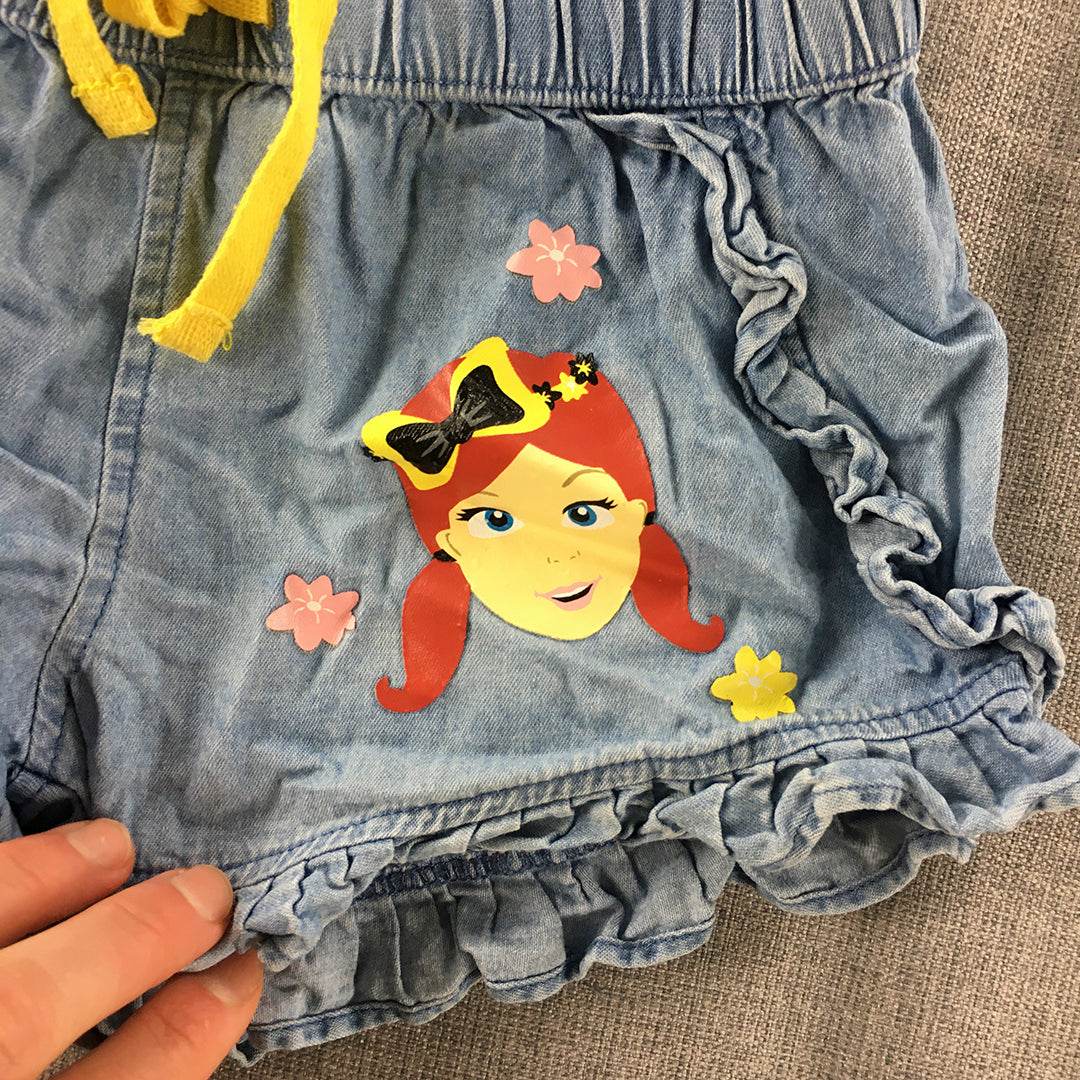 The Wiggles Emma Kids Girls Denim Shorts Size 3 Toddler Blue Elastic Waist