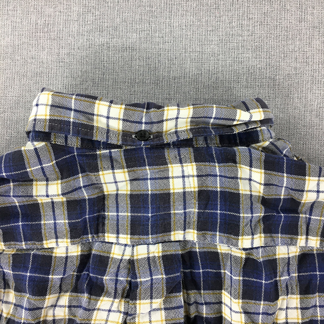 Salt Of The Earth Sote Mens Flannel Shirt Size S Blue Checkered Button-Up