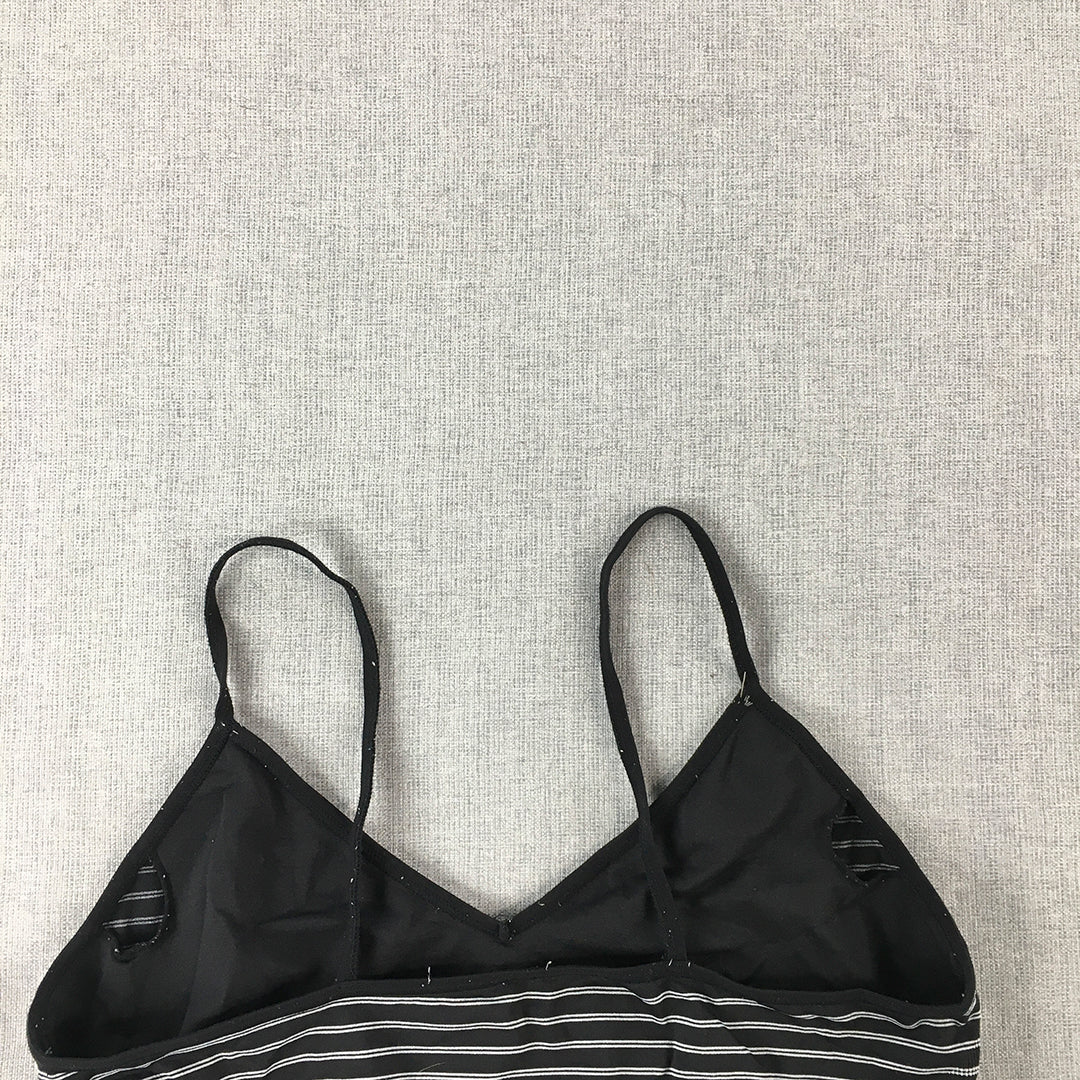 Calvin Klein Womens Sports Bra Size M Black Striped Cropped Top