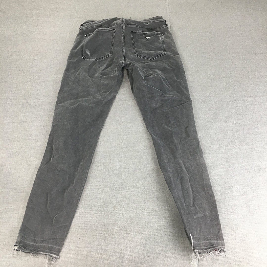 Guess Womens Jeans Size 28 Grey Light Wash Skinny Raw Hem Ripped Denim