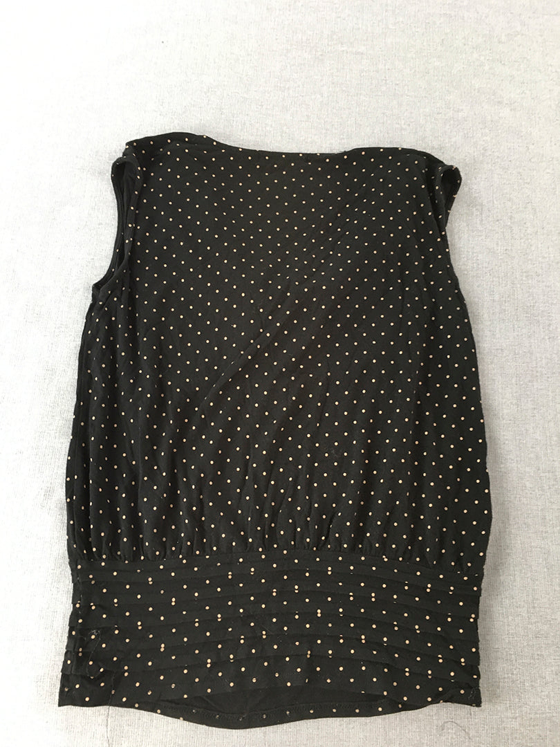 Basque Womens Tank Top Size 10 Black Dot Sleeveless Shirt