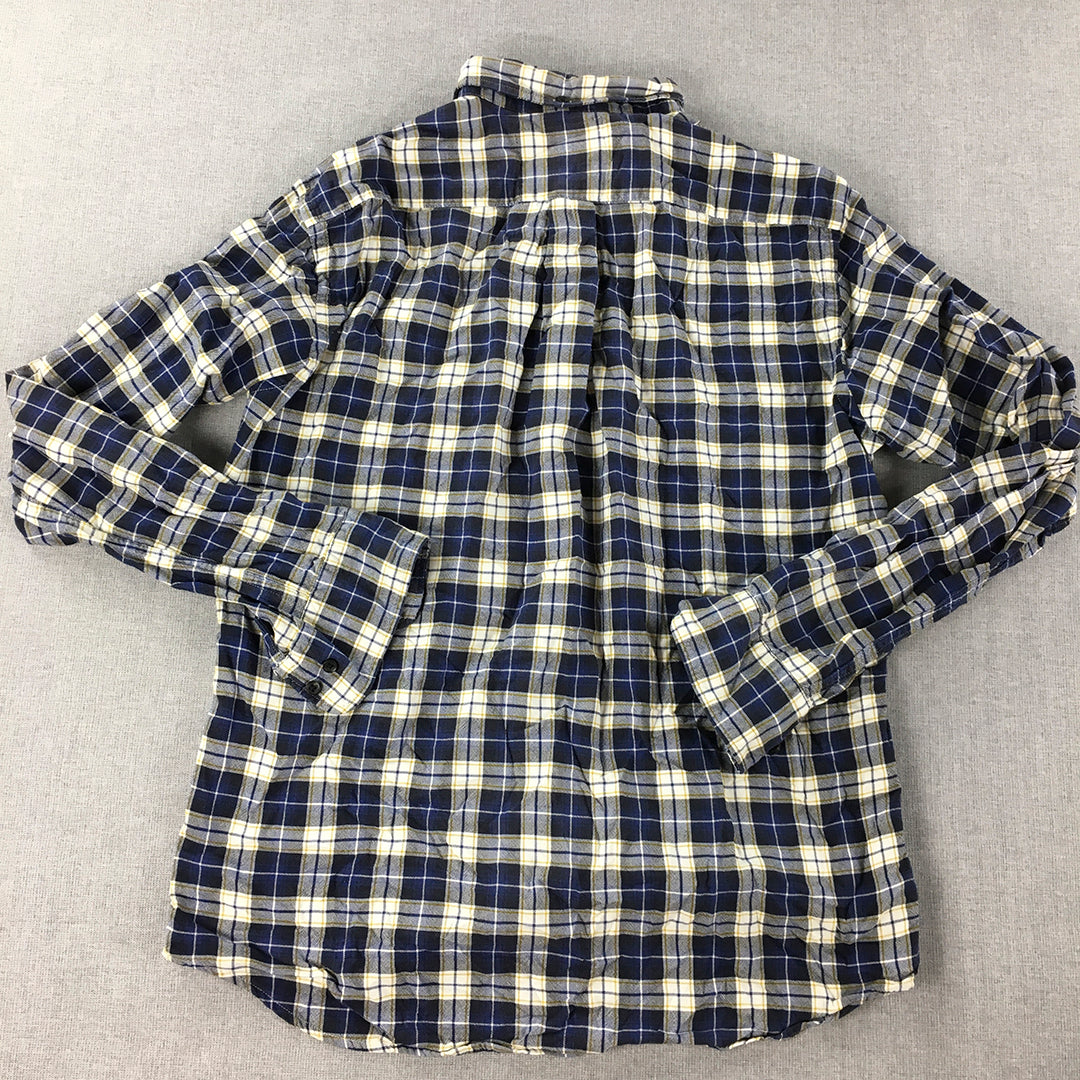 Salt Of The Earth Sote Mens Flannel Shirt Size S Blue Checkered Button-Up