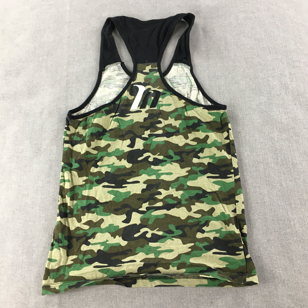 Muscle Nation Womens Tank Top Size S Camo Green Brown Gym Shirt