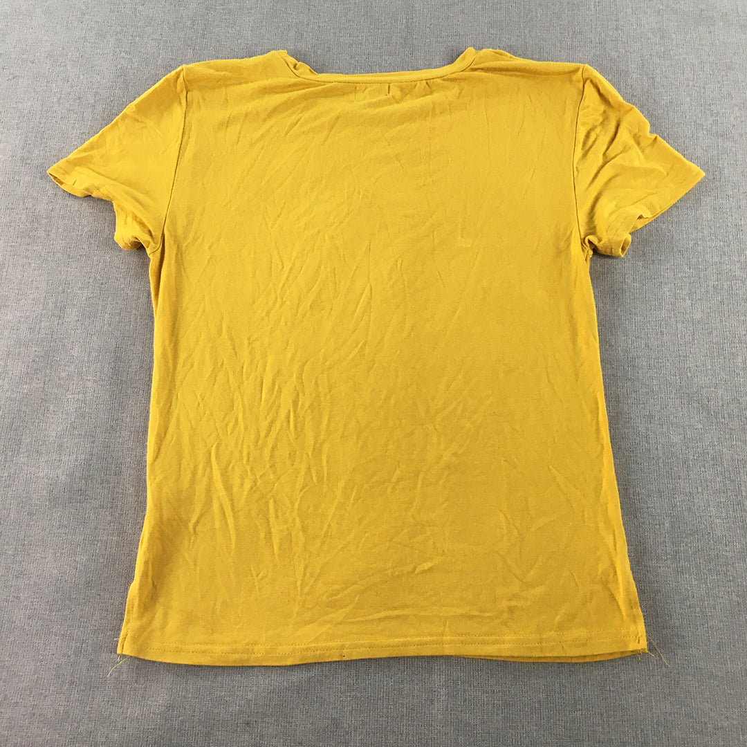 Valleygirl Womens T-Shirt Size M Yellow Short Sleeve Crew Neck Top