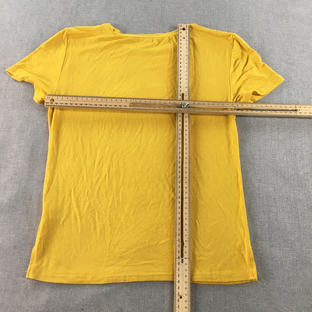 Valleygirl Womens T-Shirt Size M Yellow Short Sleeve Crew Neck Top