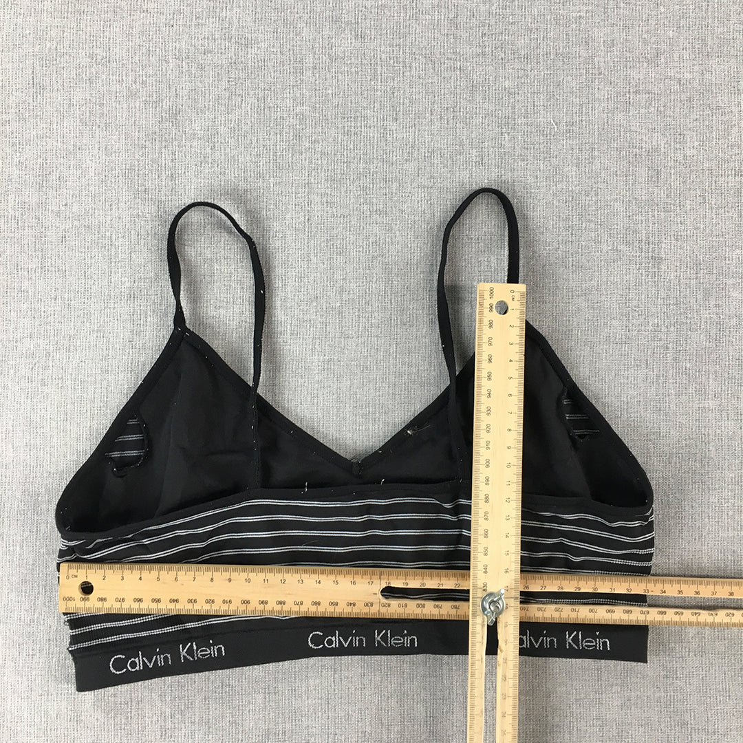 Calvin Klein Womens Sports Bra Size M Black Striped Cropped Top