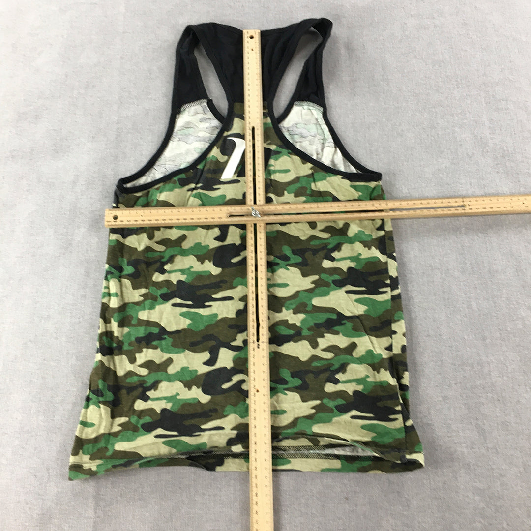 Muscle Nation Womens Tank Top Size S Camo Green Brown Gym Shirt