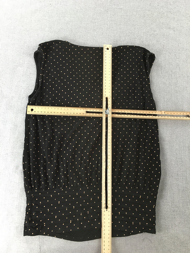 Basque Womens Tank Top Size 10 Black Dot Sleeveless Shirt