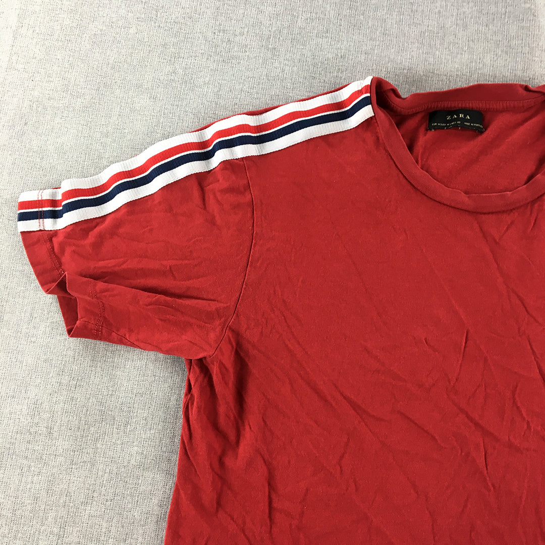 Zara Mens T-Shirt Size M Red Short Sleeve Crew Neck Tee