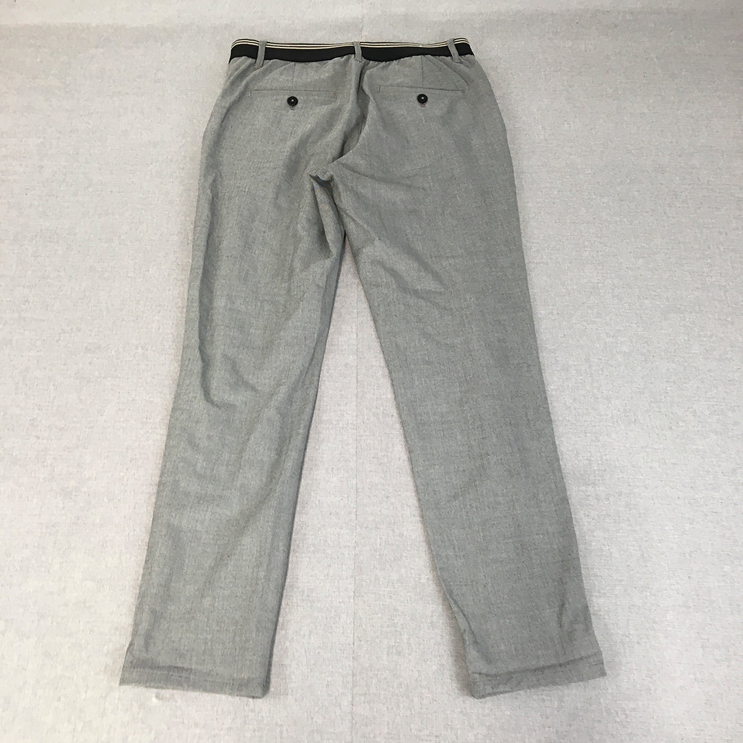 Zara Mens Dress Pants Size S (W30 x L29) Grey Elastic Waist Formal Work