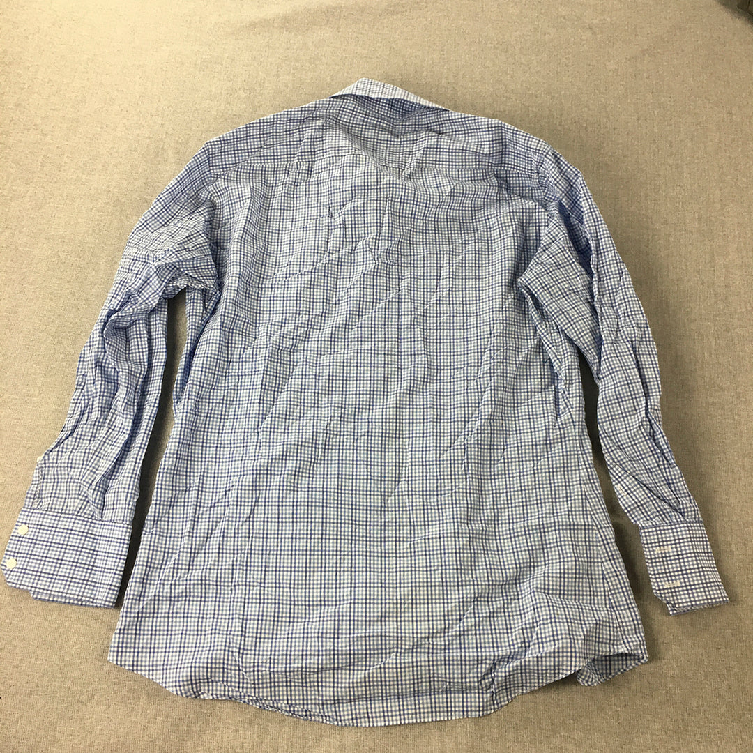 Indochino Mens Shirt Size M Blue Checkered Long Sleeve Button-Up