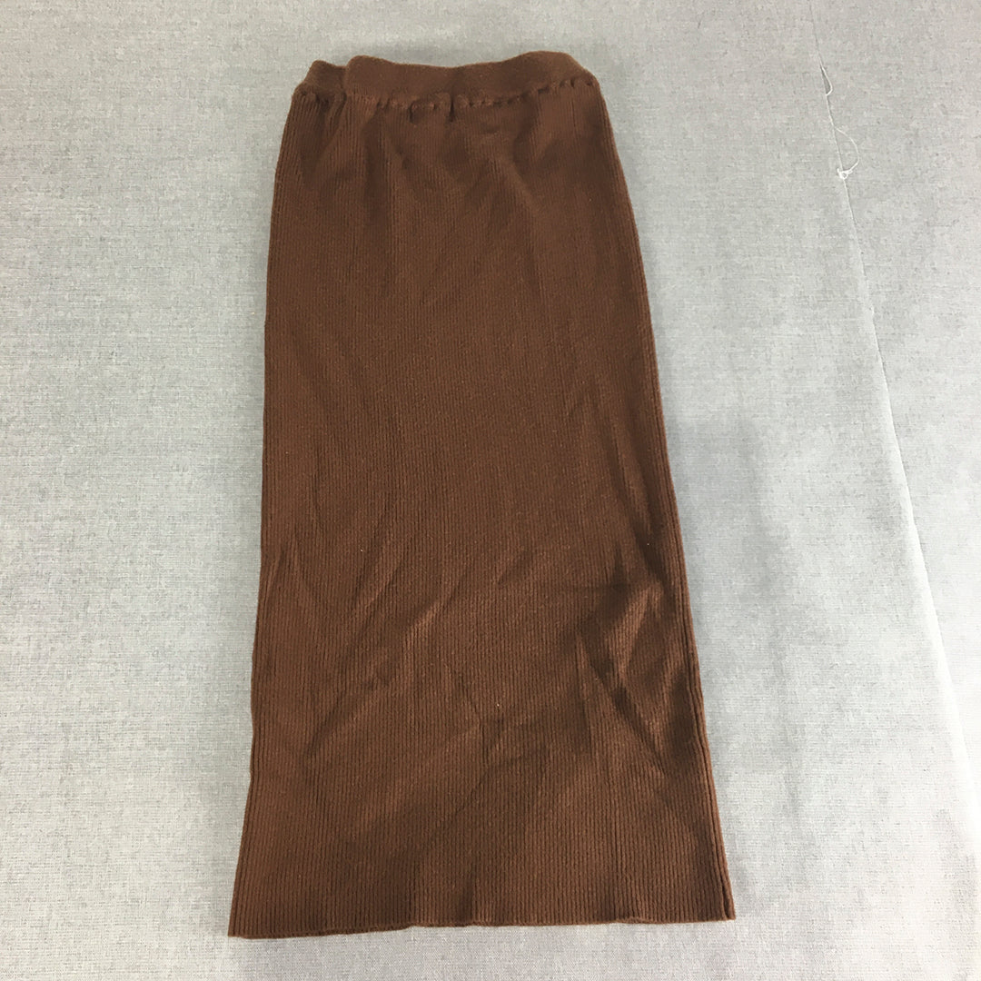 My Girl Womens A-Line Skirt Size 6 Brown Knit Elastic Waist