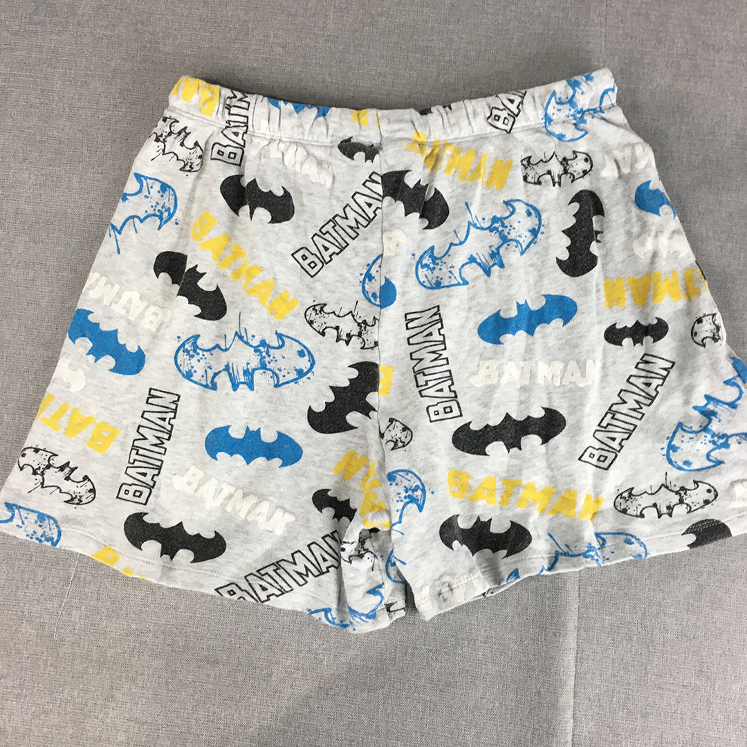 Batman Kids Boys Pajama Shorts Size 14 Grey Logo Pattern Sleepwear DC Comics