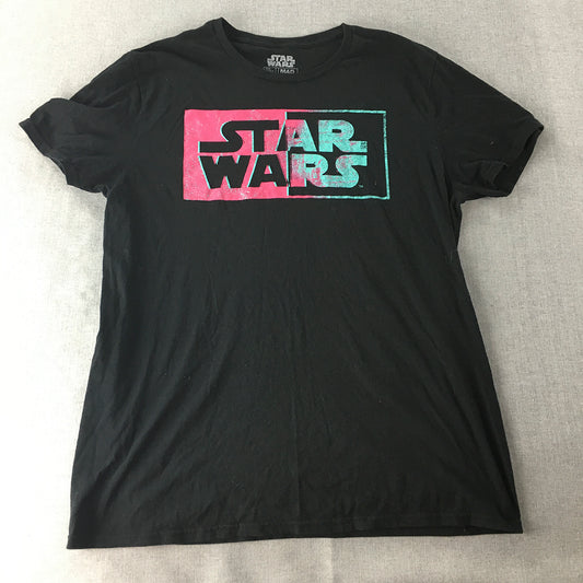 Star Wars Mens T-Shirt Size M Black Logo Short Sleeve Tee