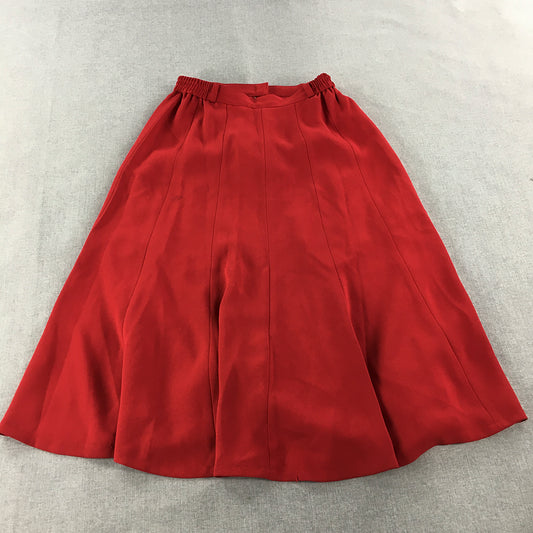 Vintage CK Collection Womens A-Line Skirt Size 9 Red Pleated Elastic Waist