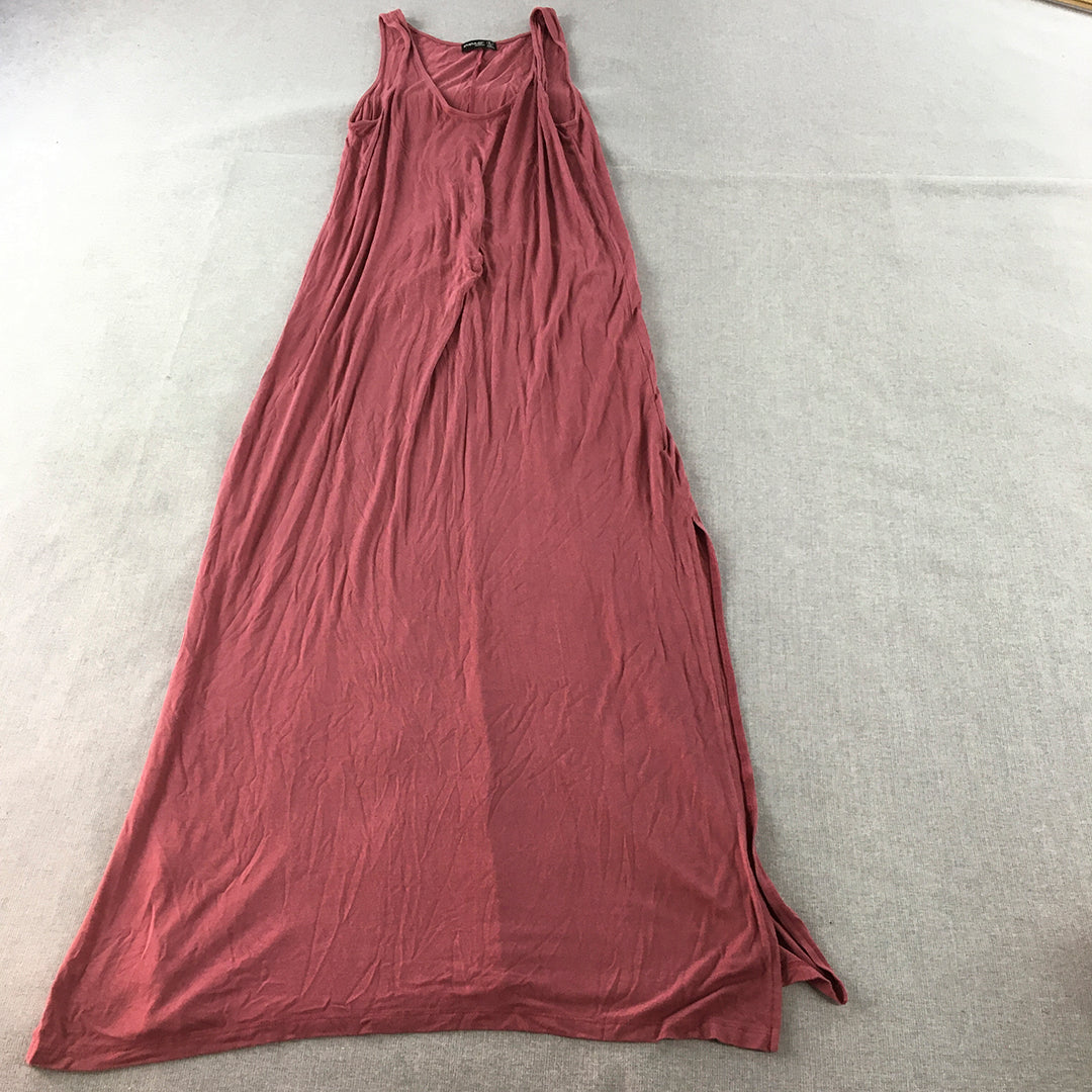 Popular Basics Womens Maxi Dress Size L Red Sleeveless Stretch Long