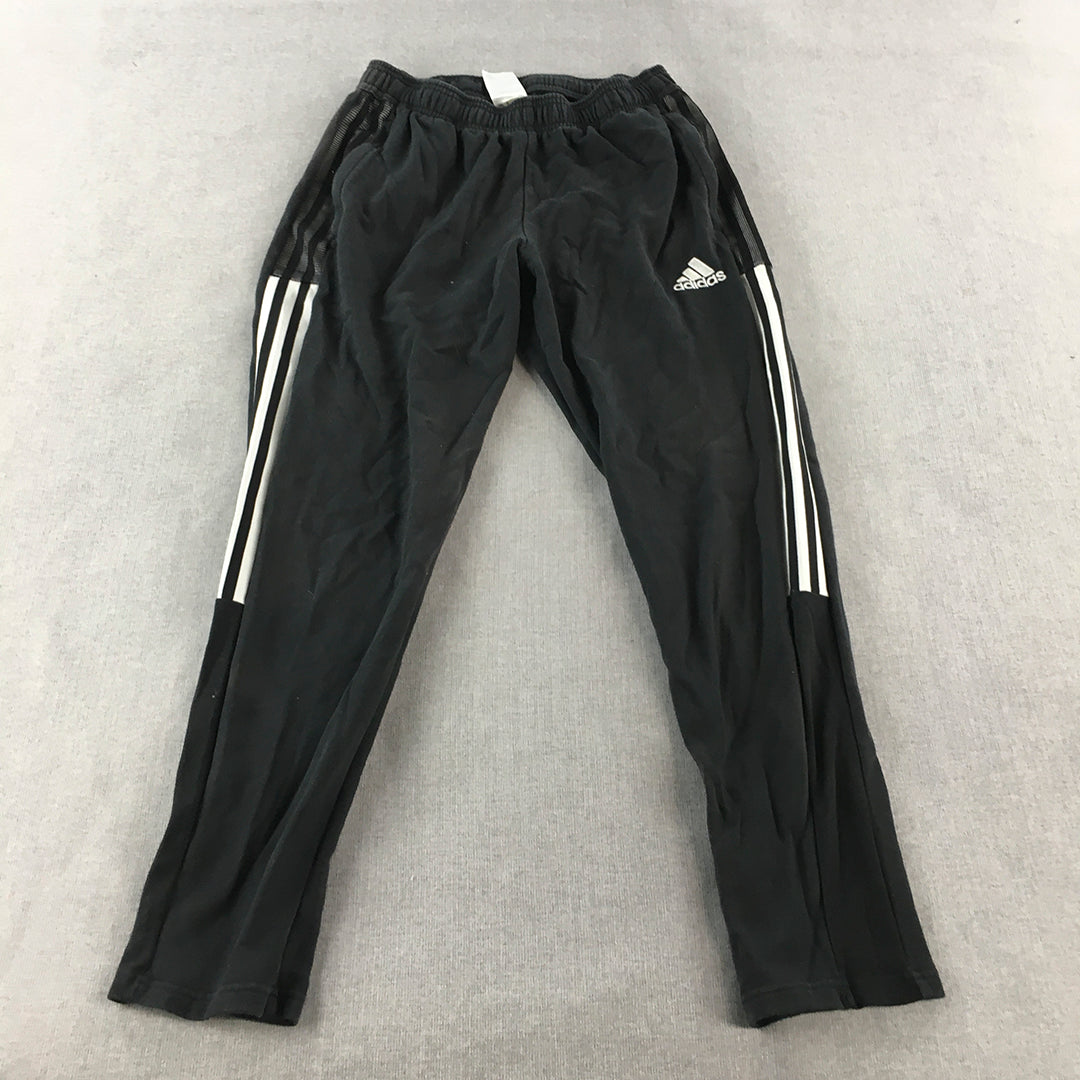 Adidas Womens Tracksuit Pants Size M Black Logo Pockets Elastic Waist