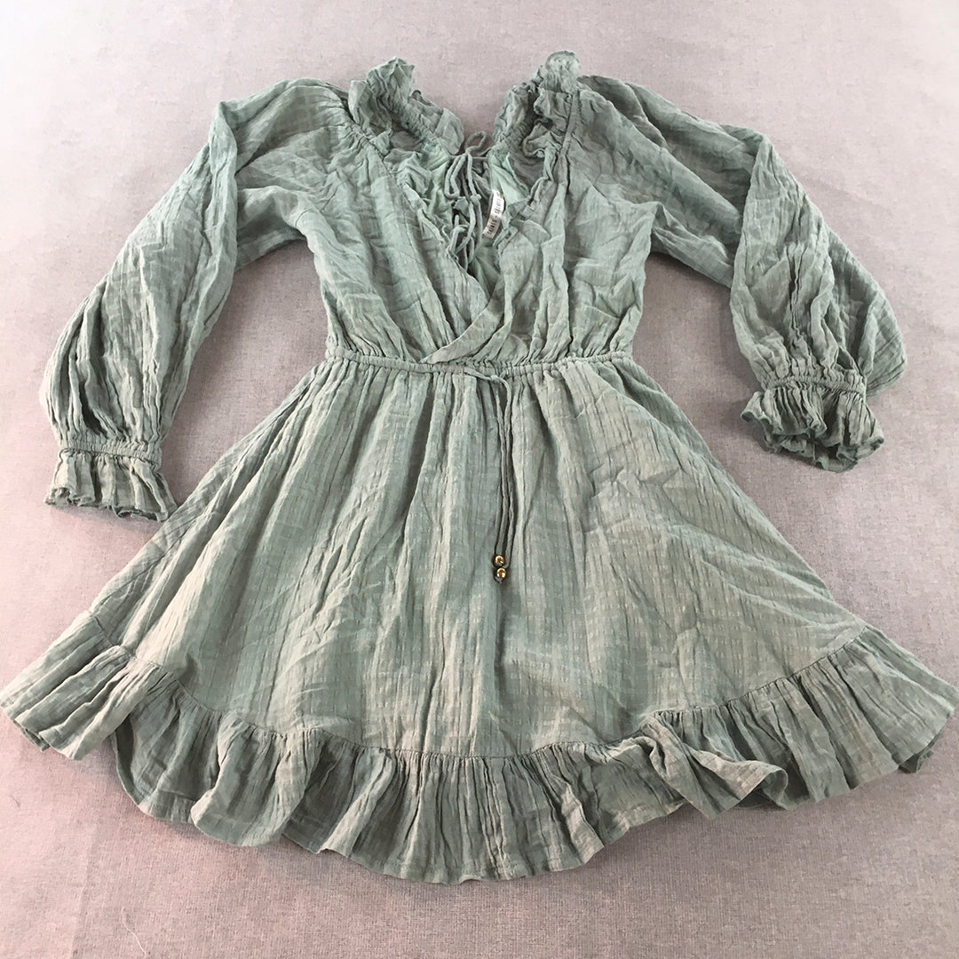 Saints & Secrets Womens Mini Dress Size 8 Green Fit & Flare Long Sleeve