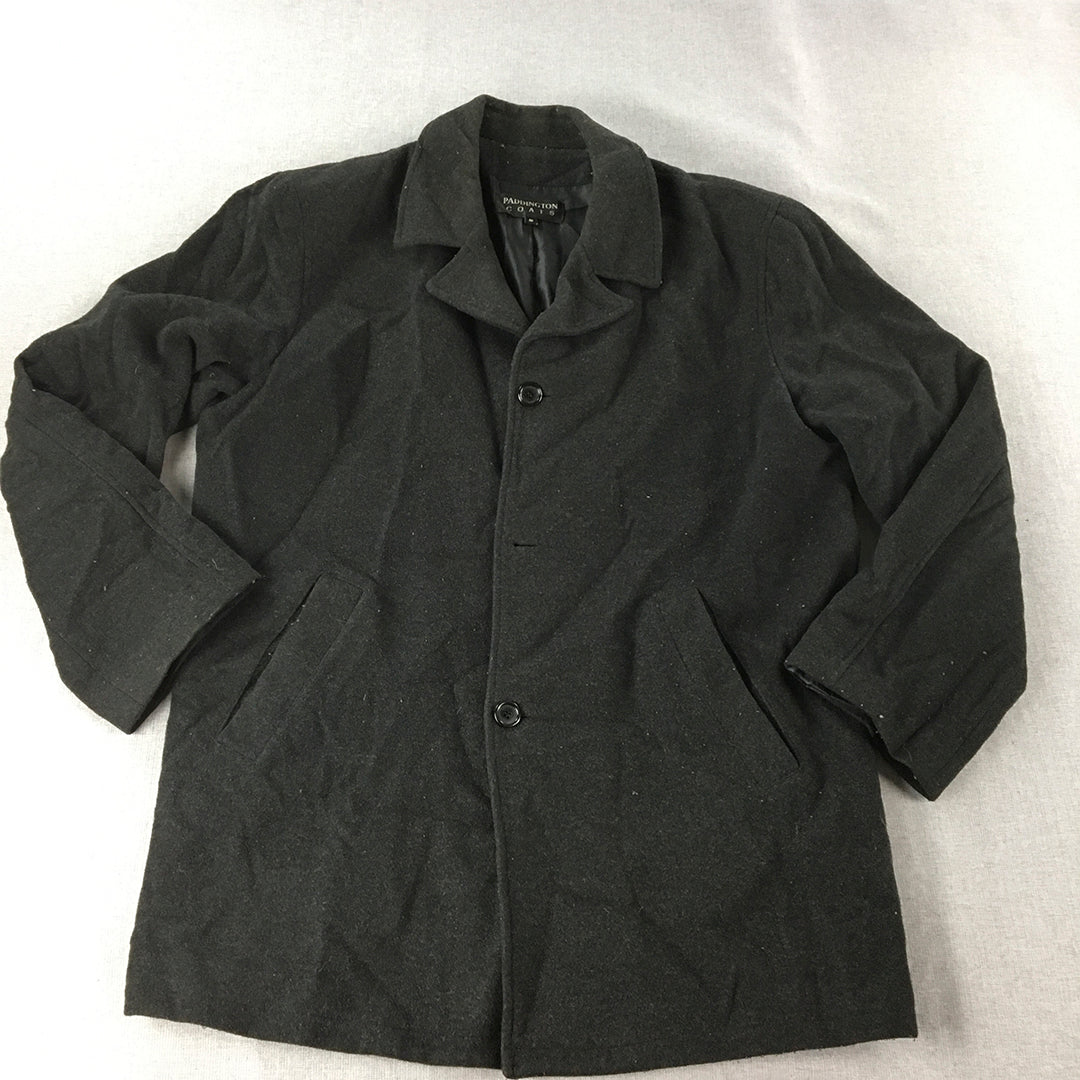 Vintage Paddington Coats Mens Wool Pea Coat Size M Black Collared Jacket