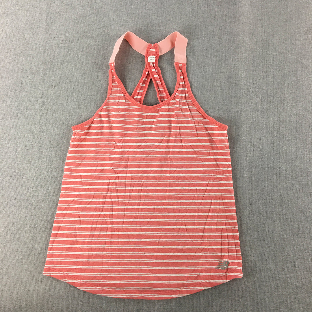 New Balance Womens Tank Top Size S Red White Striped Sleeveless Shirt