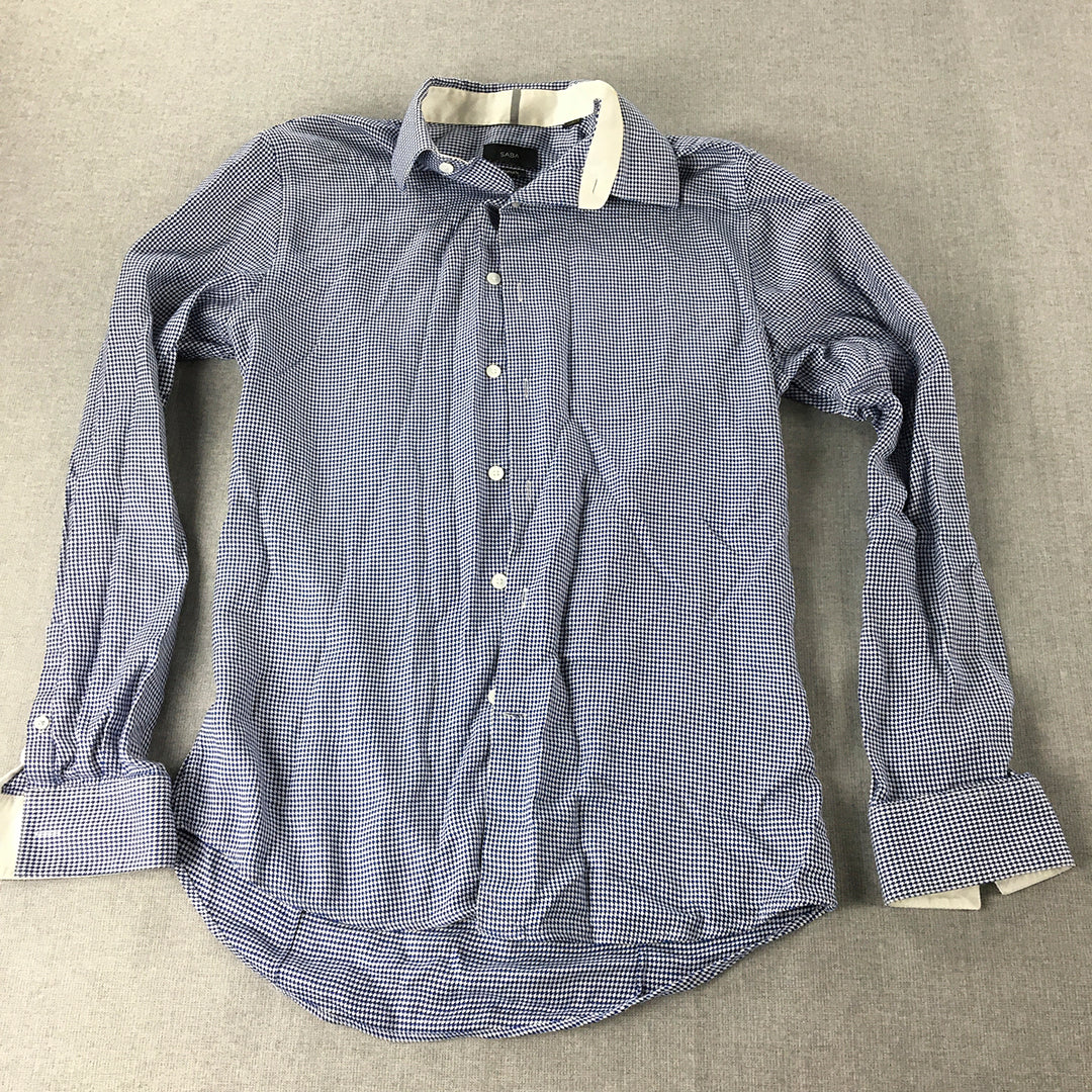 Saba Mens Shirt Size S Tapered Fit Long Sleeve Button-Up Blue Long Sleeve Dot