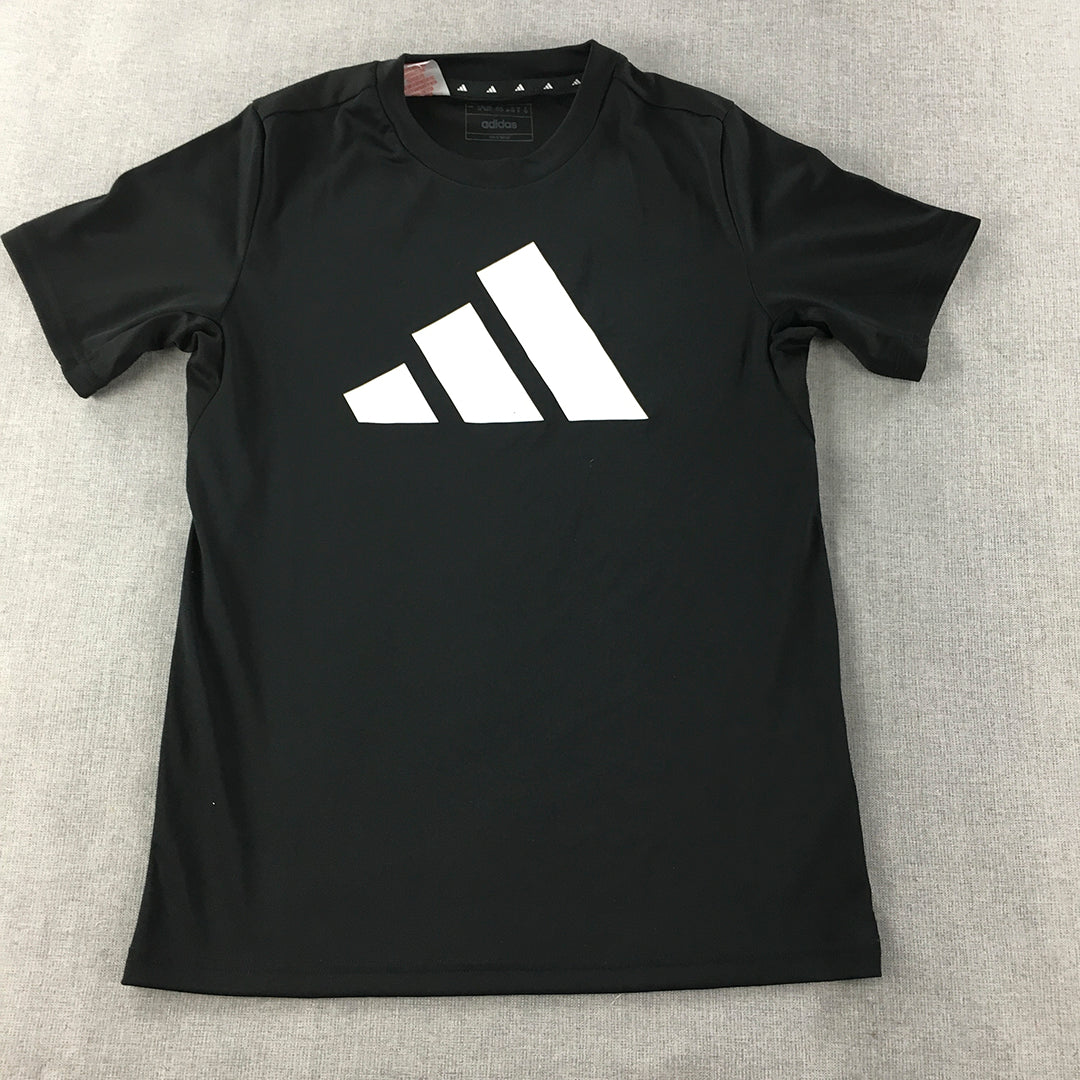 Adidas Kids Boys T-Shirt Size 11 - 12 Years Black Big Logo Short Sleeve Top