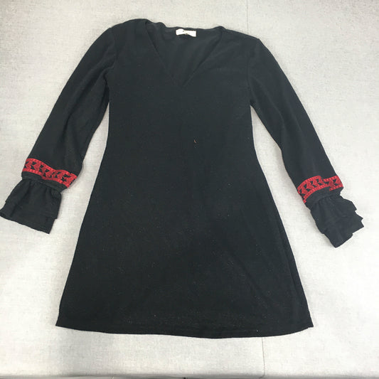 Dazie Womens Mini Jumper Dress Size 12 Black Long Sleeve Knit Mini