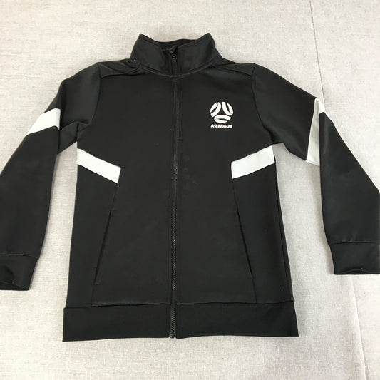 A-League Kids Boys Jacket Size 12 Years Black Zip-Up Football Soccer Pockets