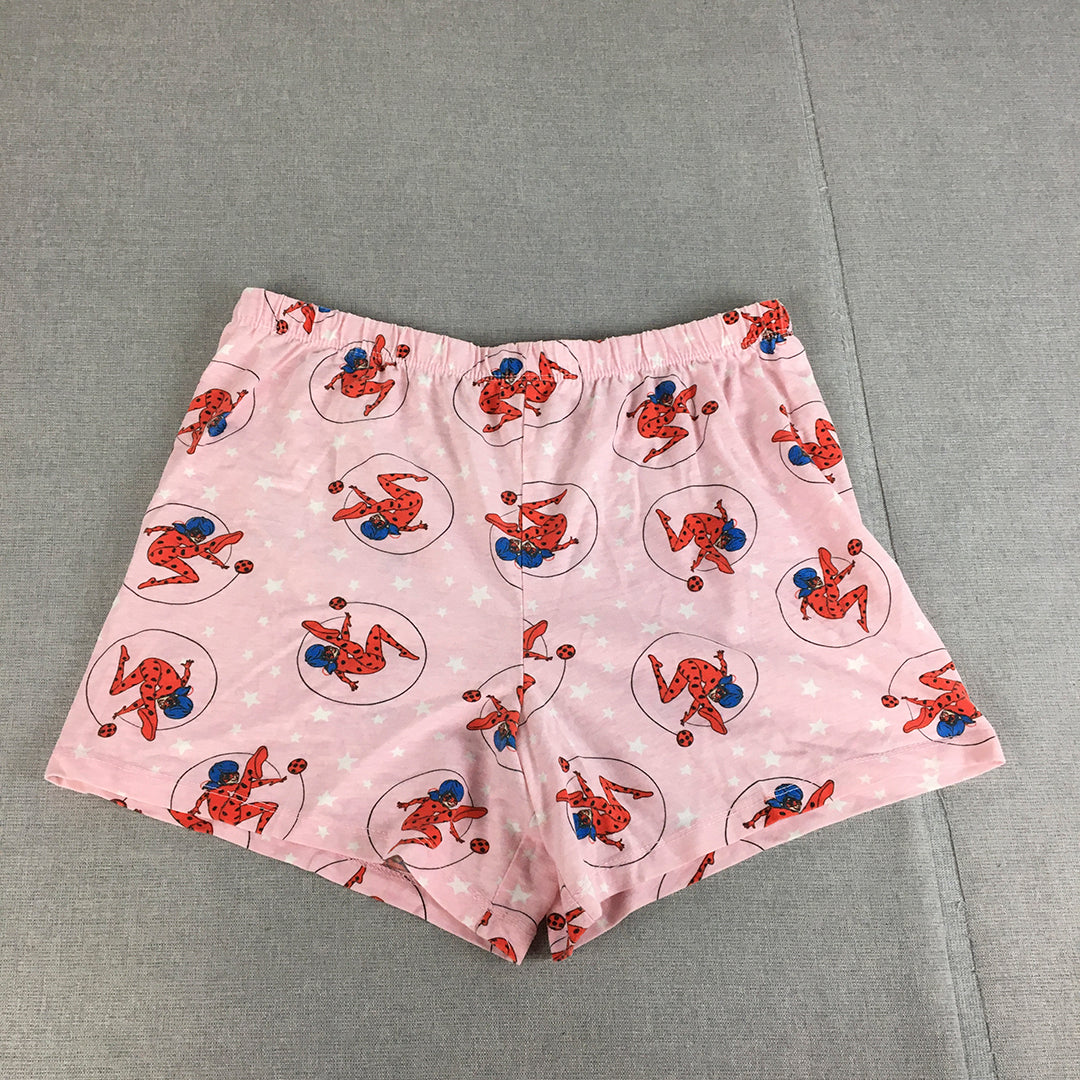 Ladybug Miraculous Kids Girls Pajama Shorts Size 16 Pink Sleepwear Elastic Waist