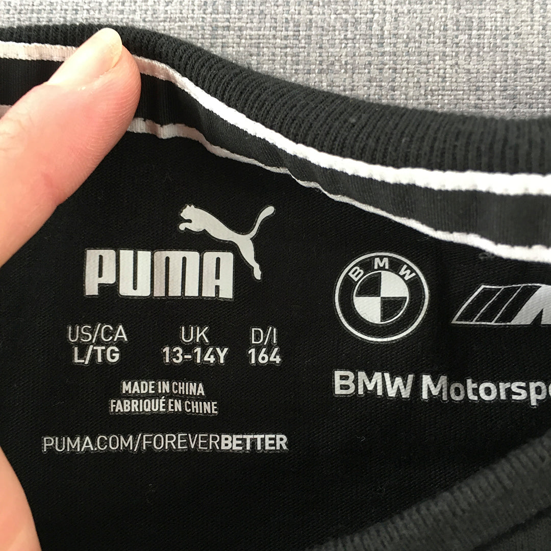 Puma BMW Motorsport Kids Boys T-Shirt Size 13 - 14 Years Black Short Sleeve