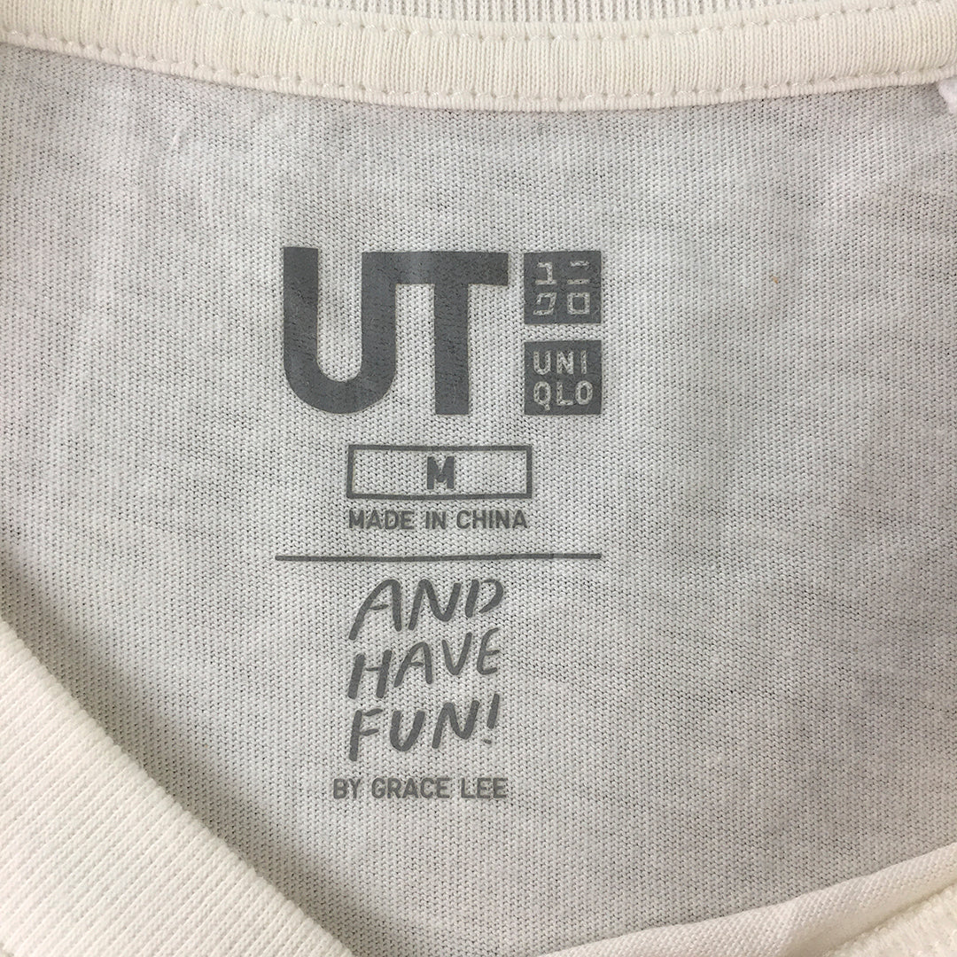 Uniqlo UT And Have Fun by Grace Lee Womens T-Shirt Size M White Short Sleeve Top