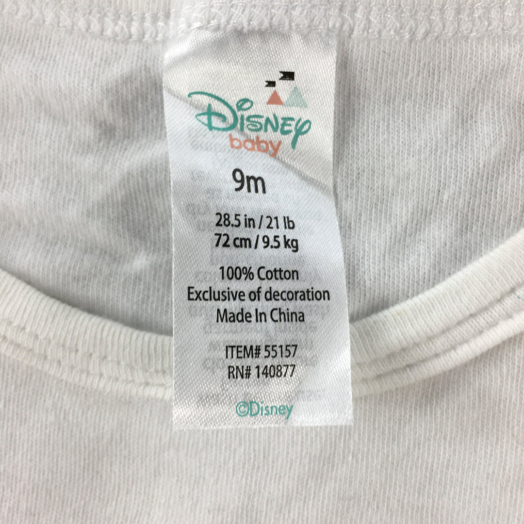 Disney Mickey Mouse Baby T-Shirt Size 9 - 12 Months White Grey Pocket Top