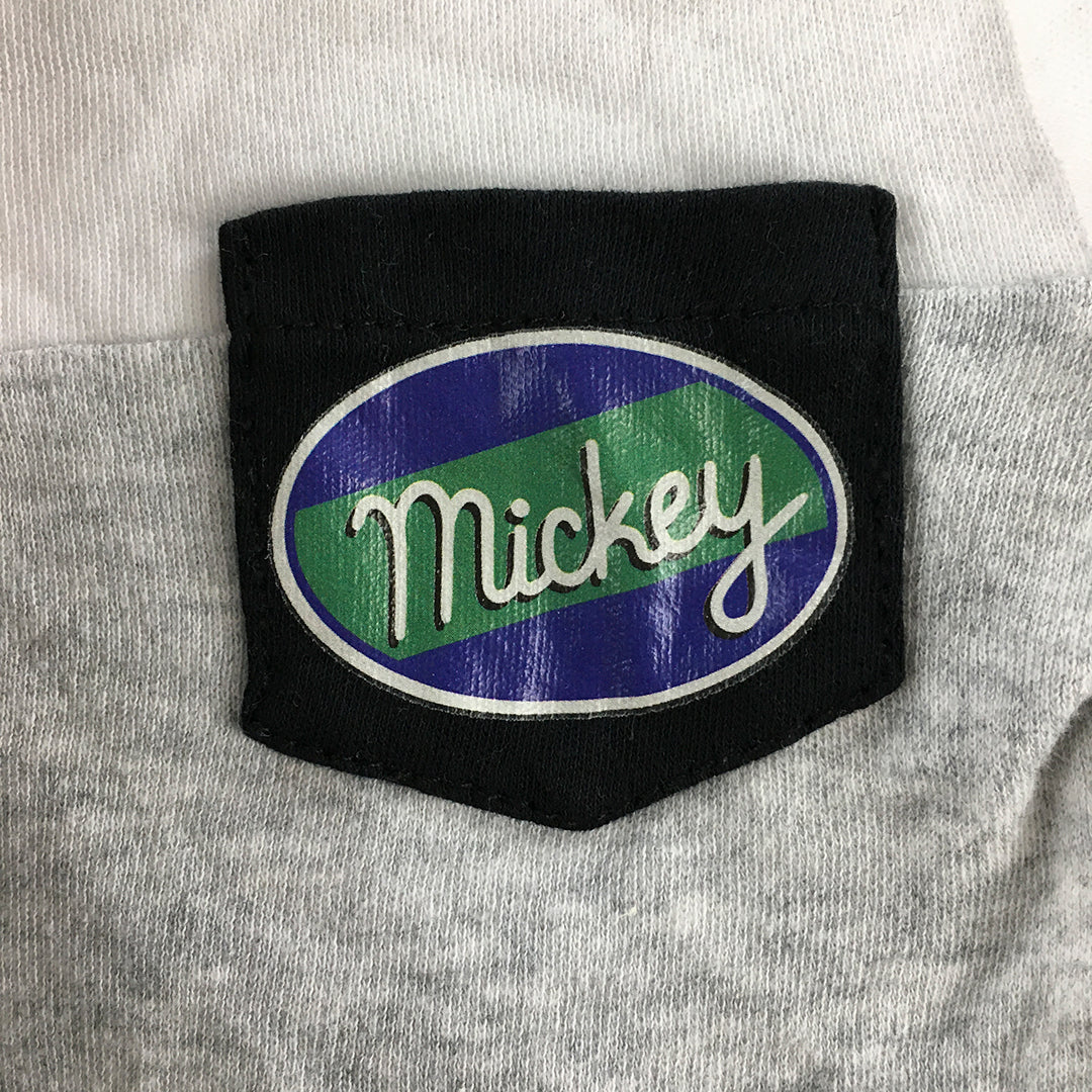 Disney Mickey Mouse Baby T-Shirt Size 9 - 12 Months White Grey Pocket Top