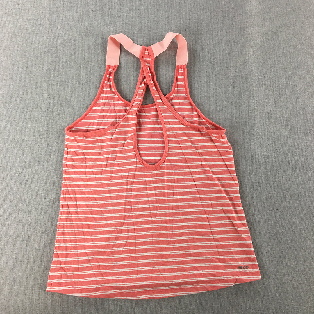 New Balance Womens Tank Top Size S Red White Striped Sleeveless Shirt