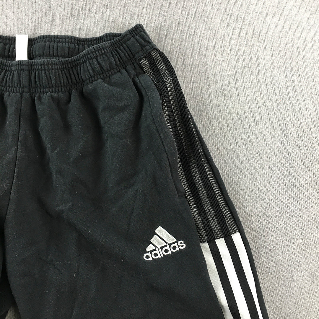 Adidas Womens Tracksuit Pants Size M Black Logo Pockets Elastic Waist