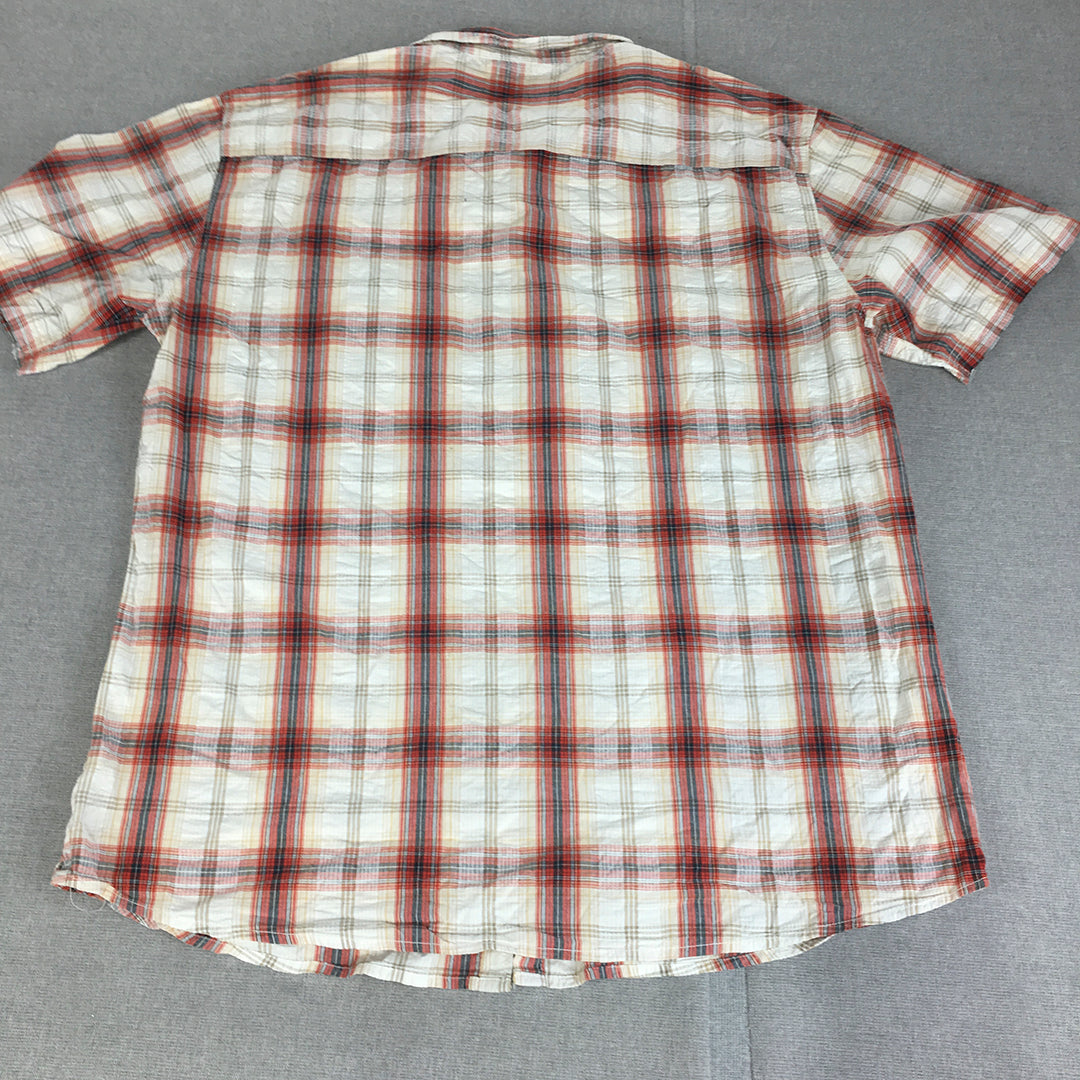 Colorado Mens Shirt Size 2XL White Red Checkered Short Sleeve Button-Up