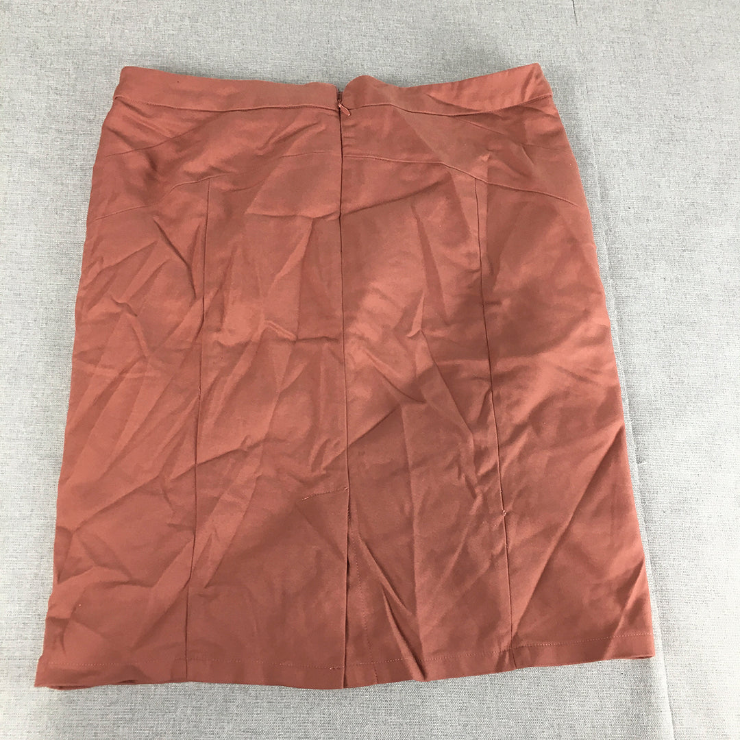 Forcast Womens Skirt Size 12 Red Straight Pencil