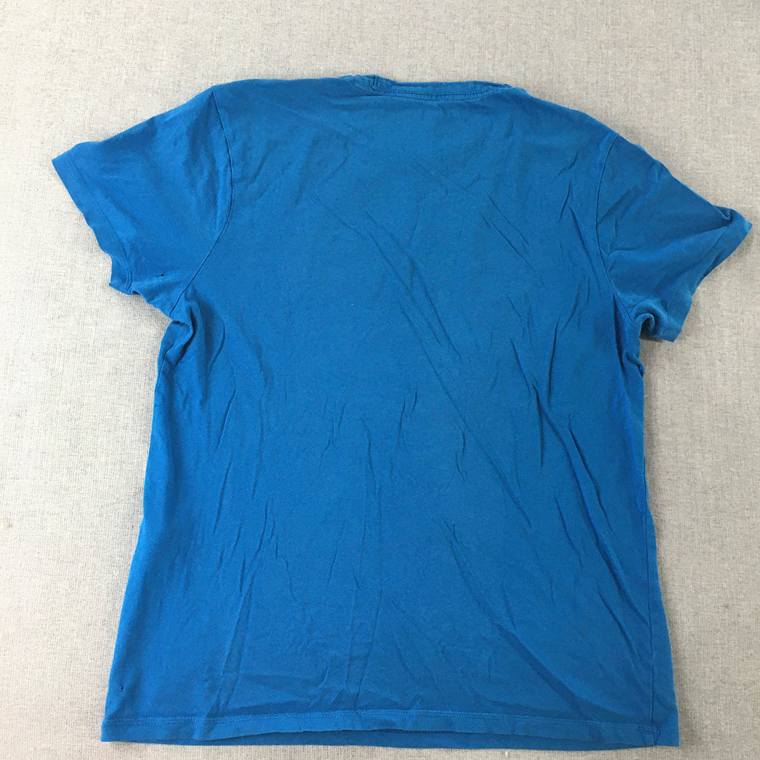 Jack & Jones Mens T-Shirt Size L Blue Crew Neck Short Sleeve Tee