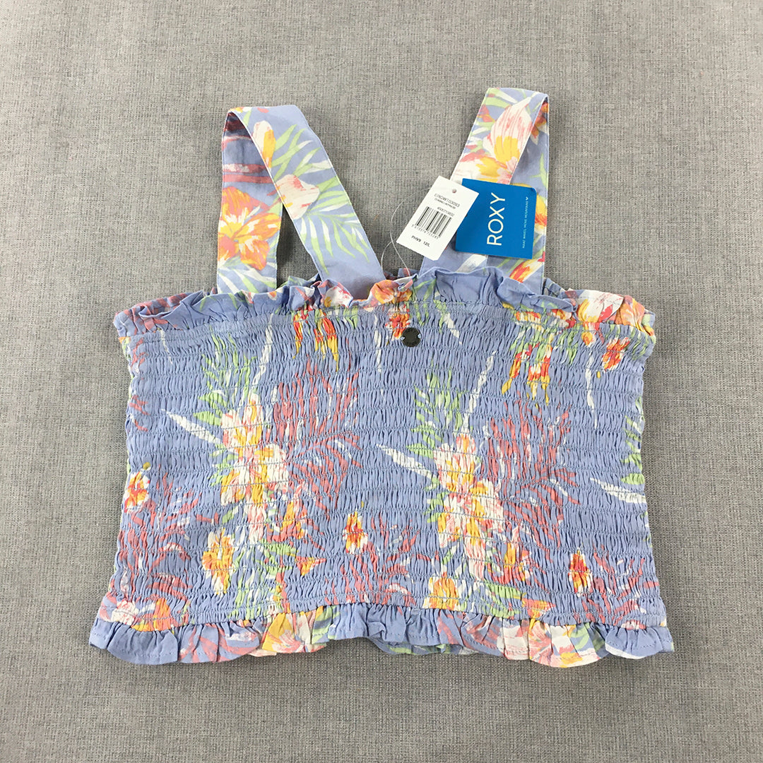 NEW Roxy Kids Girls Cami Top Size 12 Blue Floral Sleeveless