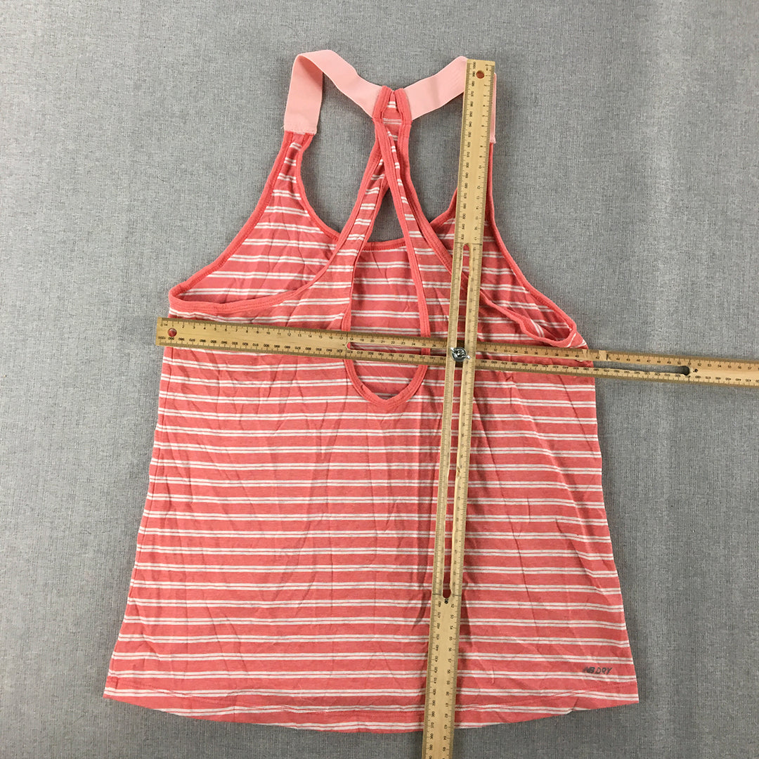 New Balance Womens Tank Top Size S Red White Striped Sleeveless Shirt