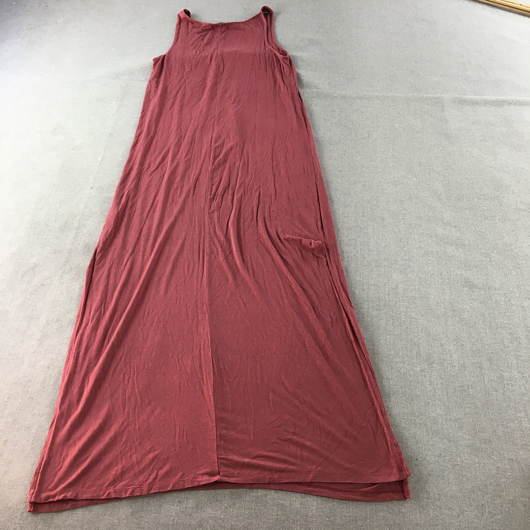 Popular Basics Womens Maxi Dress Size L Red Sleeveless Stretch Long