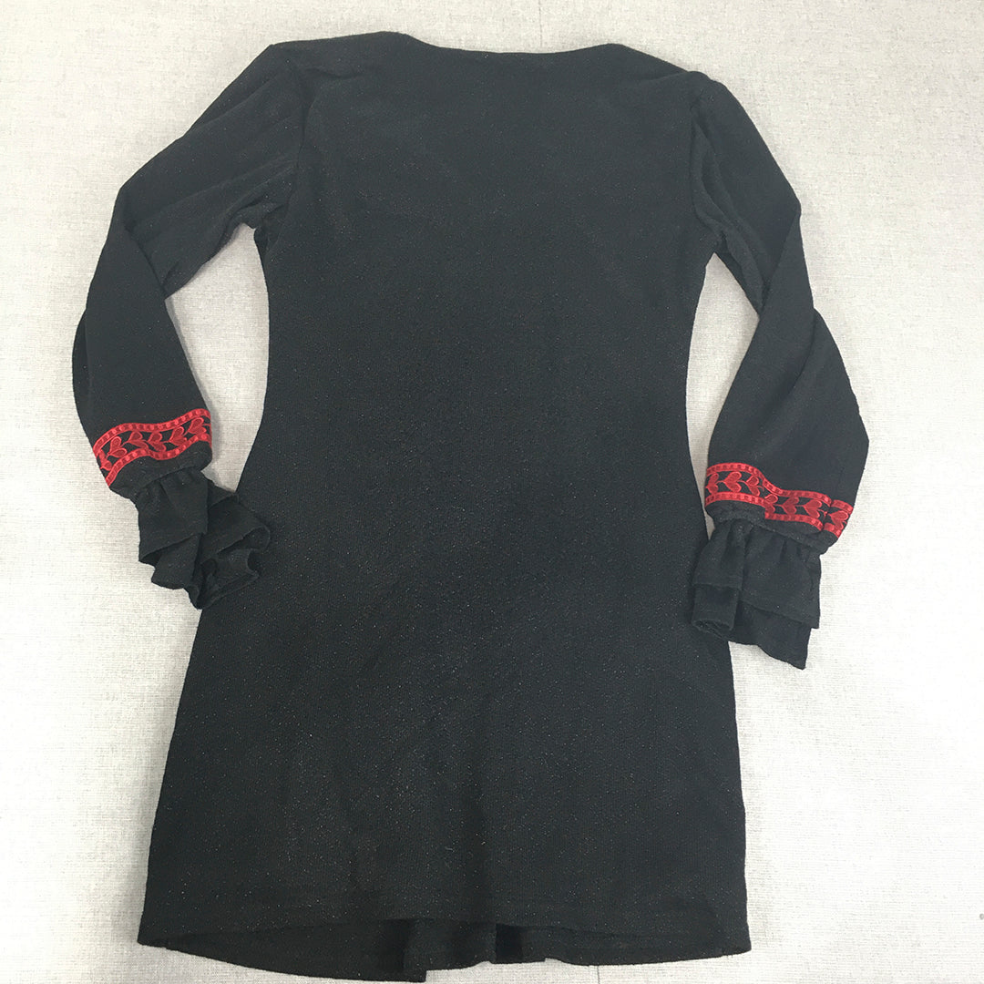 Dazie Womens Mini Jumper Dress Size 12 Black Long Sleeve Knit Mini