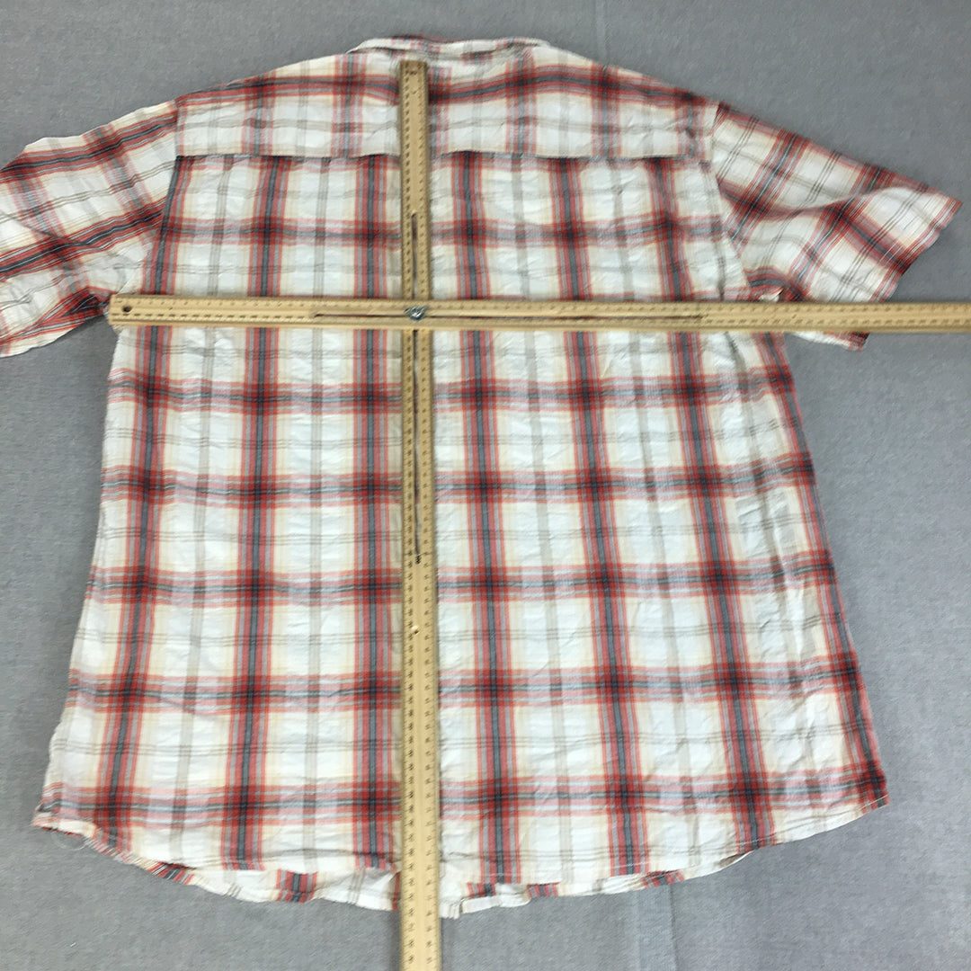 Colorado Mens Shirt Size 2XL White Red Checkered Short Sleeve Button-Up