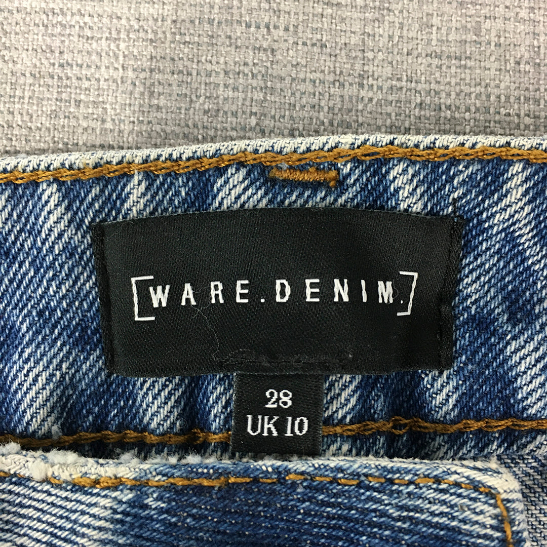 Ware Denim Womens Jeans Size 10 UK (28) Blue Light Wash Straight Button Fly