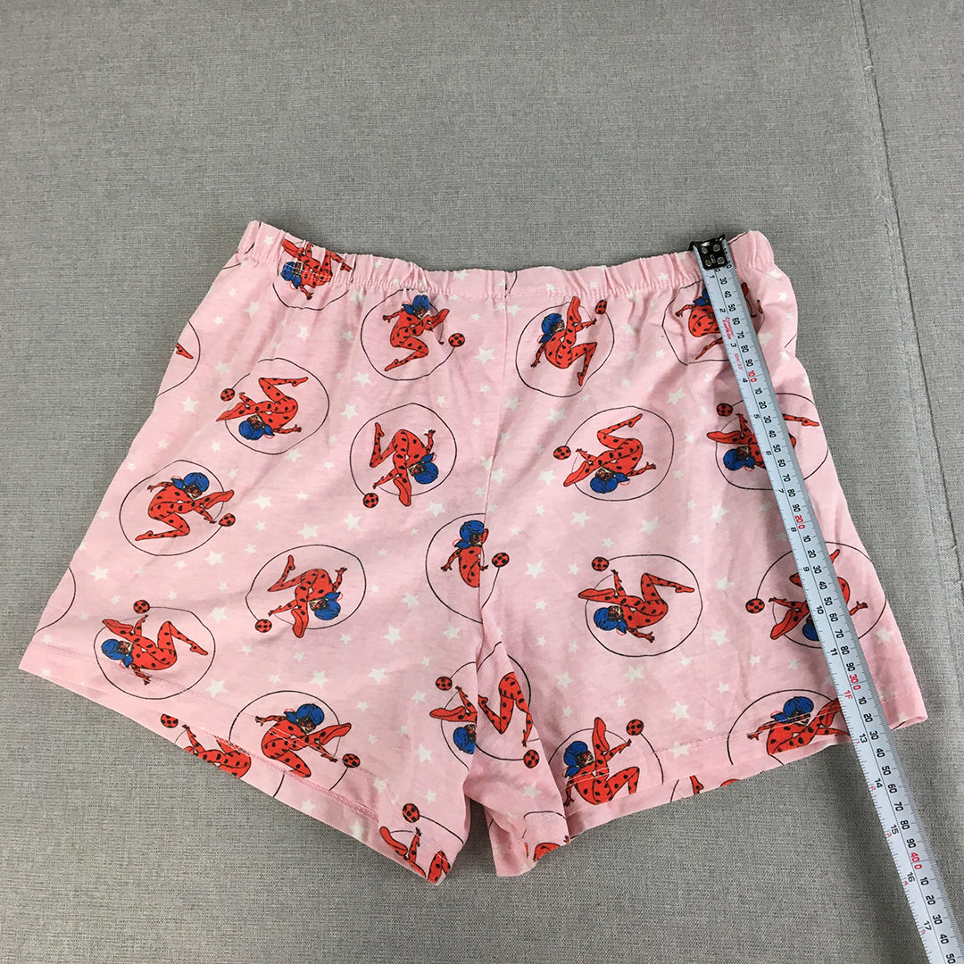 Ladybug Miraculous Kids Girls Pajama Shorts Size 16 Pink Sleepwear Elastic Waist