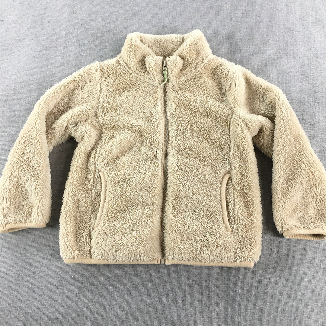 Uniqlo Kids Jacket Size 4 - 5 Years Brown Zip-Up Pockets Fleece Fur